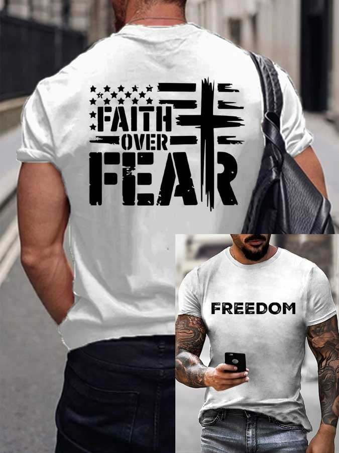 Charlie Kirk White Freedom Shirt Was Wearing Faith Over Fear Charlie Memorial Merch Gifts - Image 2
