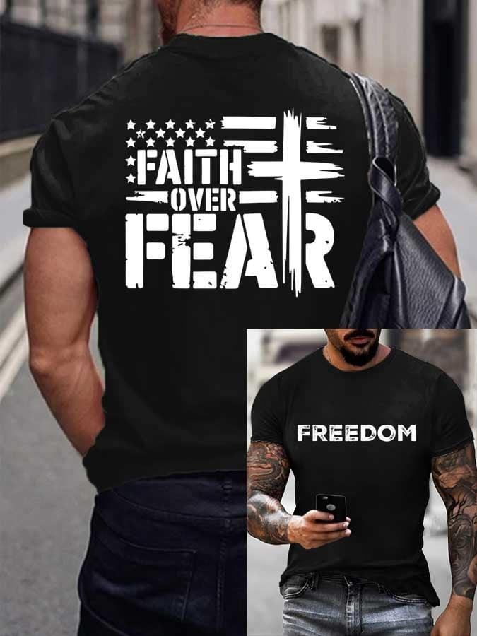 Charlie Kirk White Freedom Shirt Was Wearing Faith Over Fear Charlie Memorial Merch Gifts - Image 3