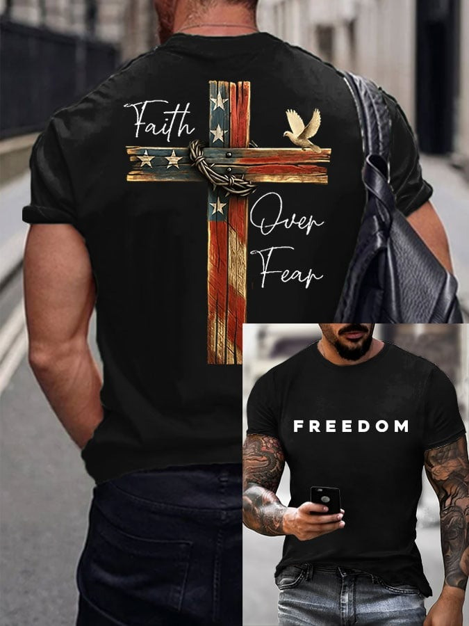 Charlie Kirk White Freedom Shirt Was Wearing Faith Over Fear Memorial Clothing Gifts