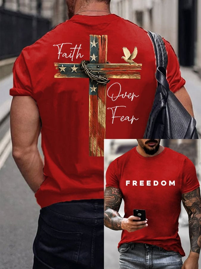 Charlie Kirk White Freedom Shirt Was Wearing Faith Over Fear Memorial Clothing Gifts - Image 3