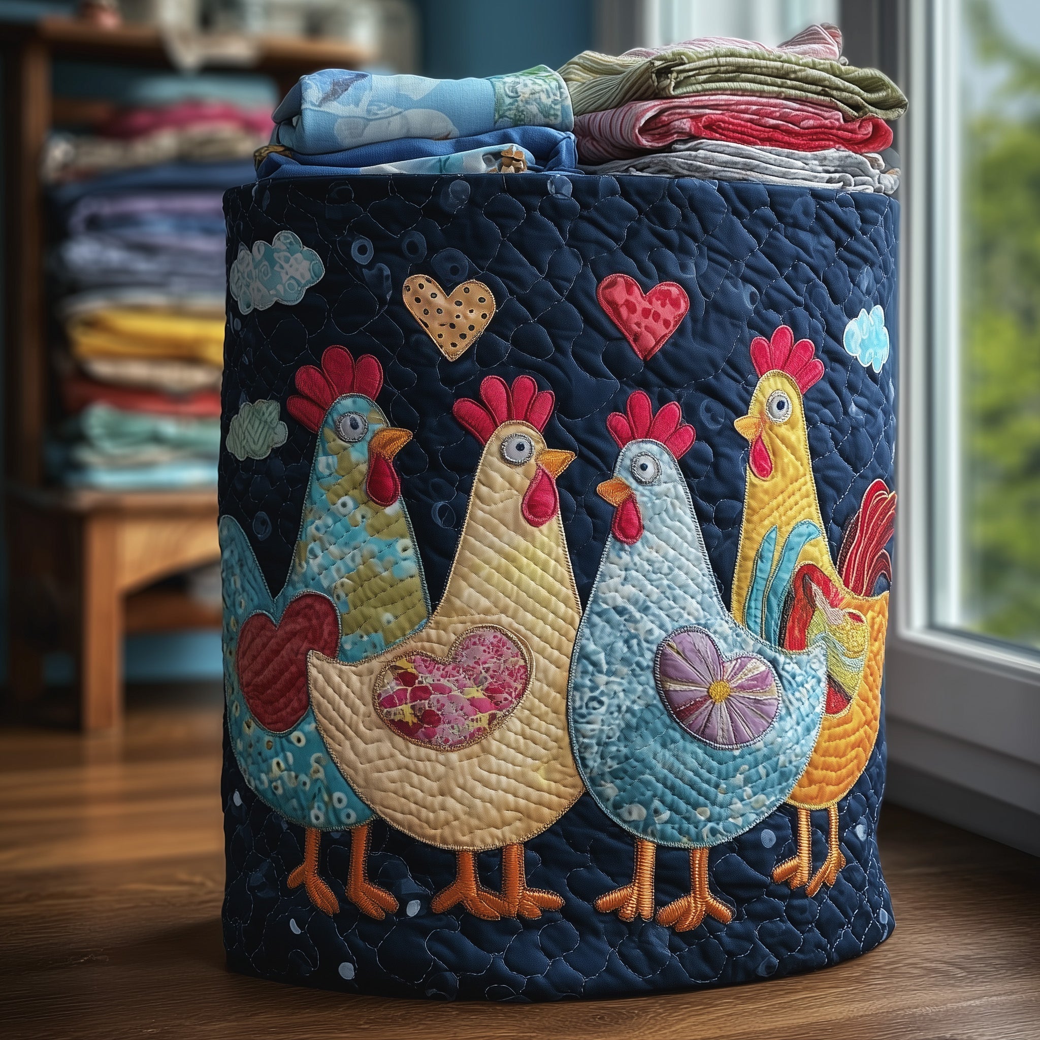 Chicken Dream Quilted Laundry Basket Unique Clothes Hamper Best Gifts For Apartment Living