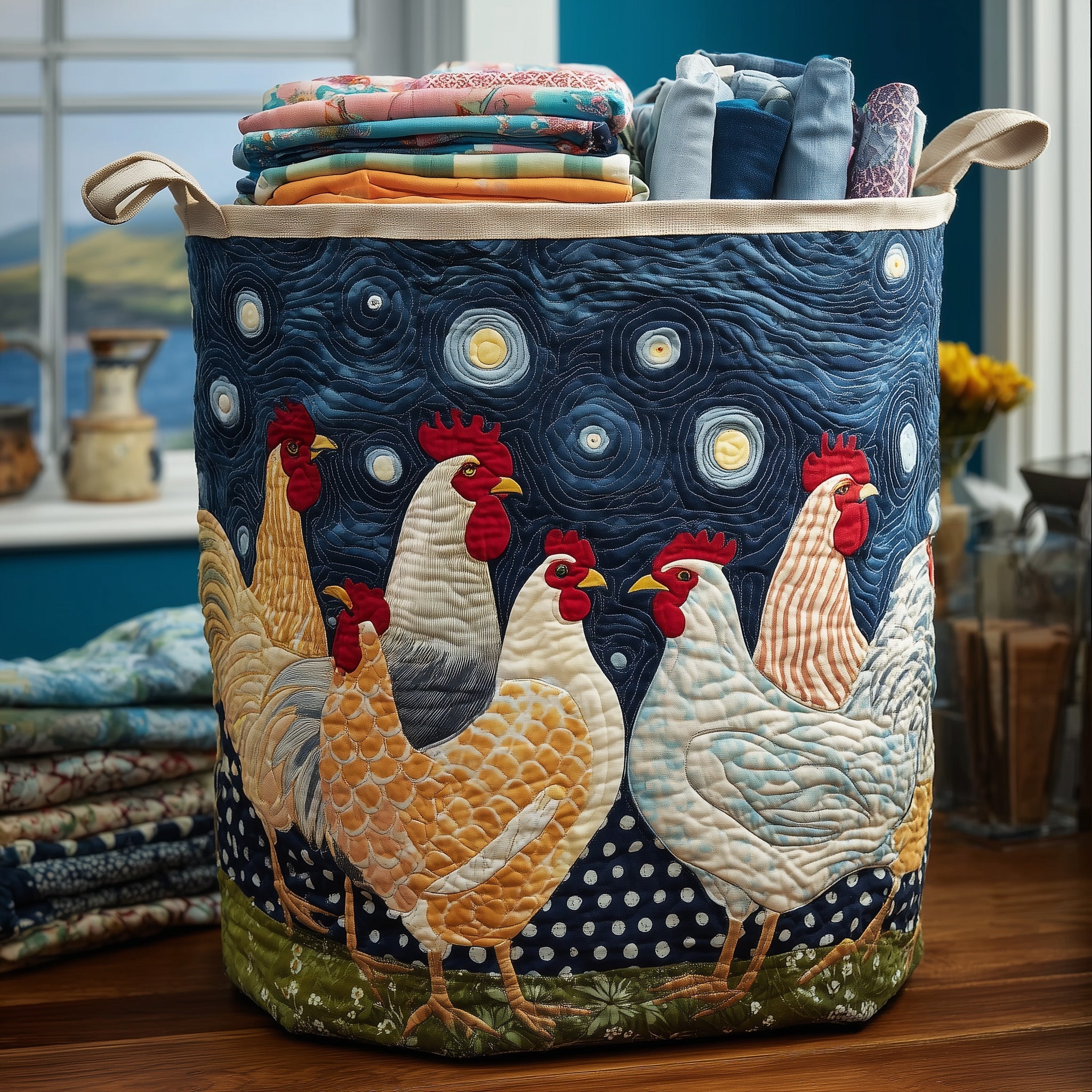 Chicken Dream Quilted Laundry Basket Whimsical Laundry Hamper Gifts Ideas For Chicken Fans