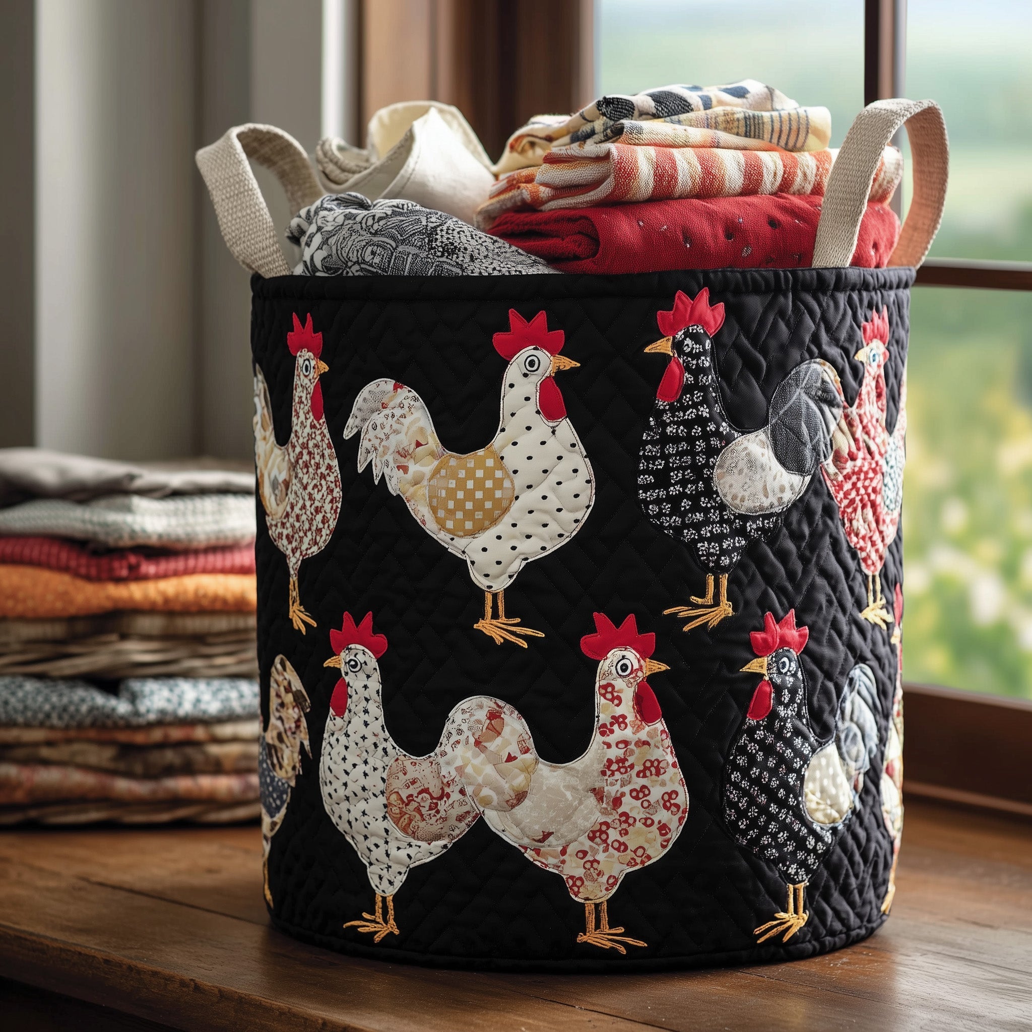 Chicken Quilted Laundry Basket Black Laundry Hamper Gift Ideas For Chicken Lovers