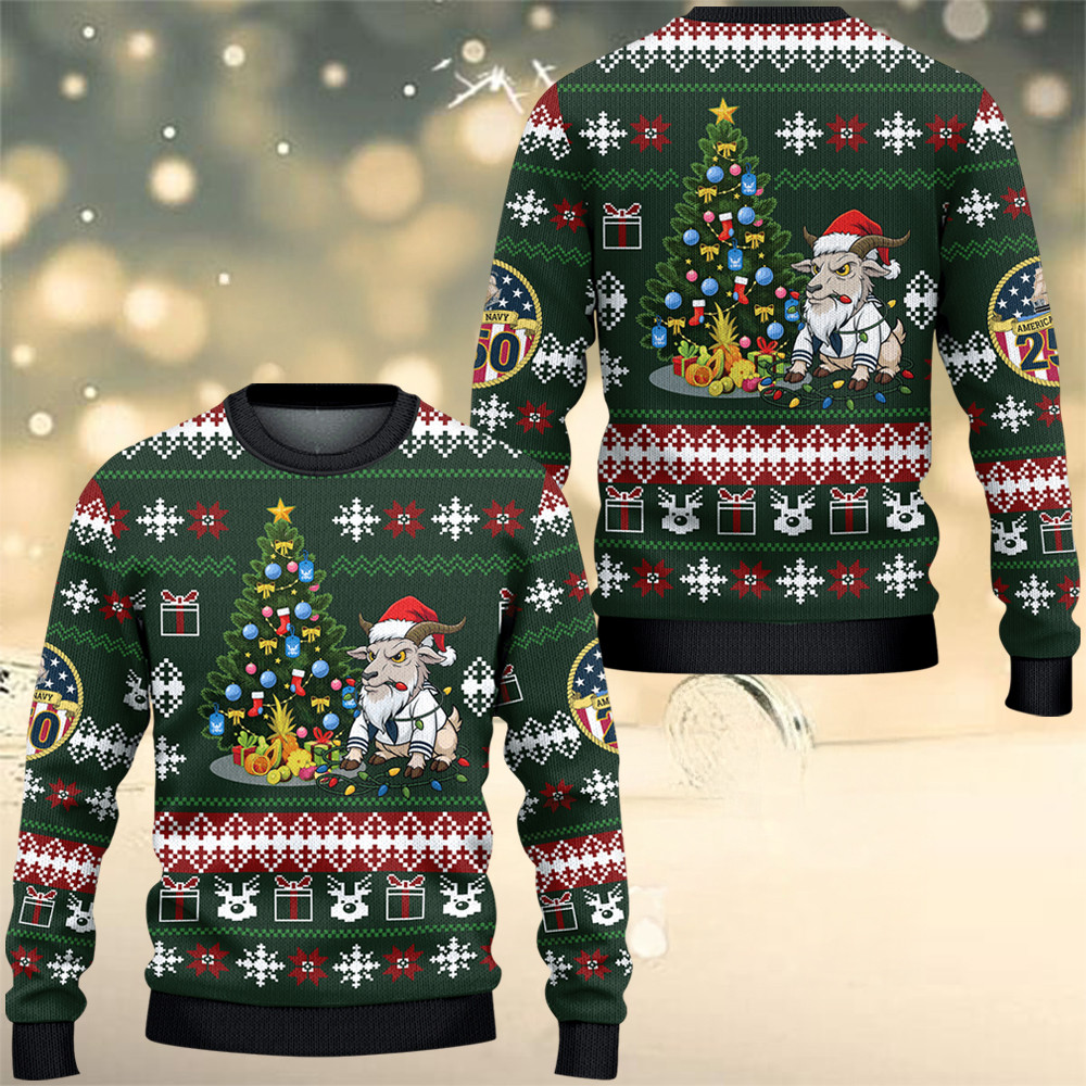 Chief Goat US Navy 250Th Anniversary Ugly Christmas Sweater Xmas Gifts For Navy Veterans - Image 2