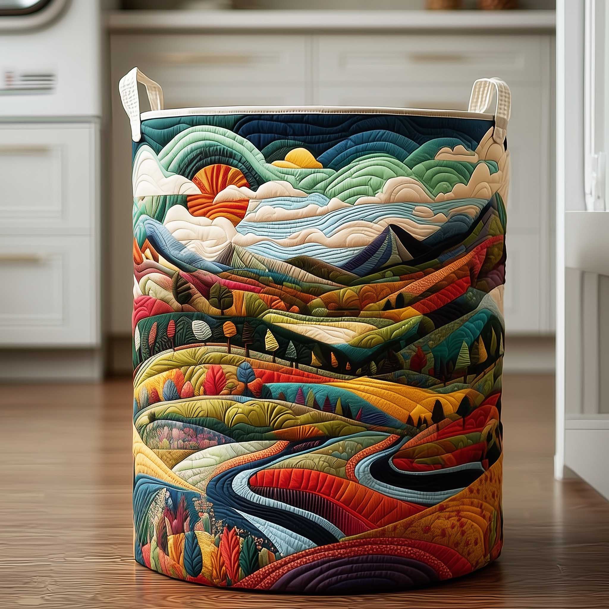 Colorful River Valley Laundry Basket Fabric Modern Best Laundry Hamper For Family