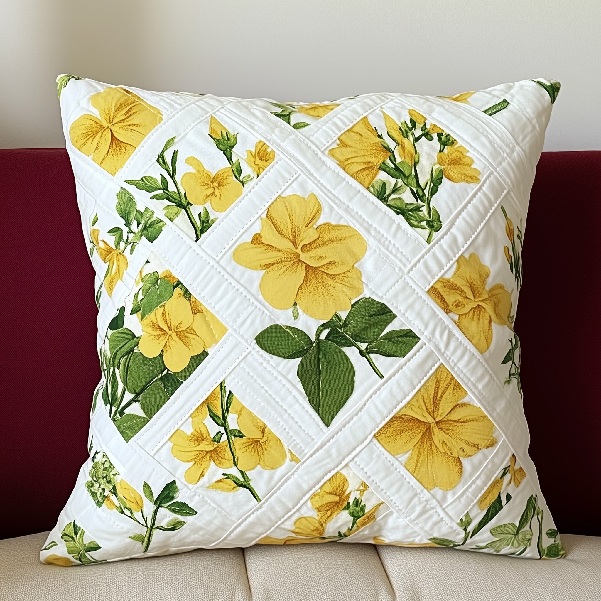 Country Bloom Quilted Pillow Case Throw Pillow Cover ItemChristmas Gift From Grandma