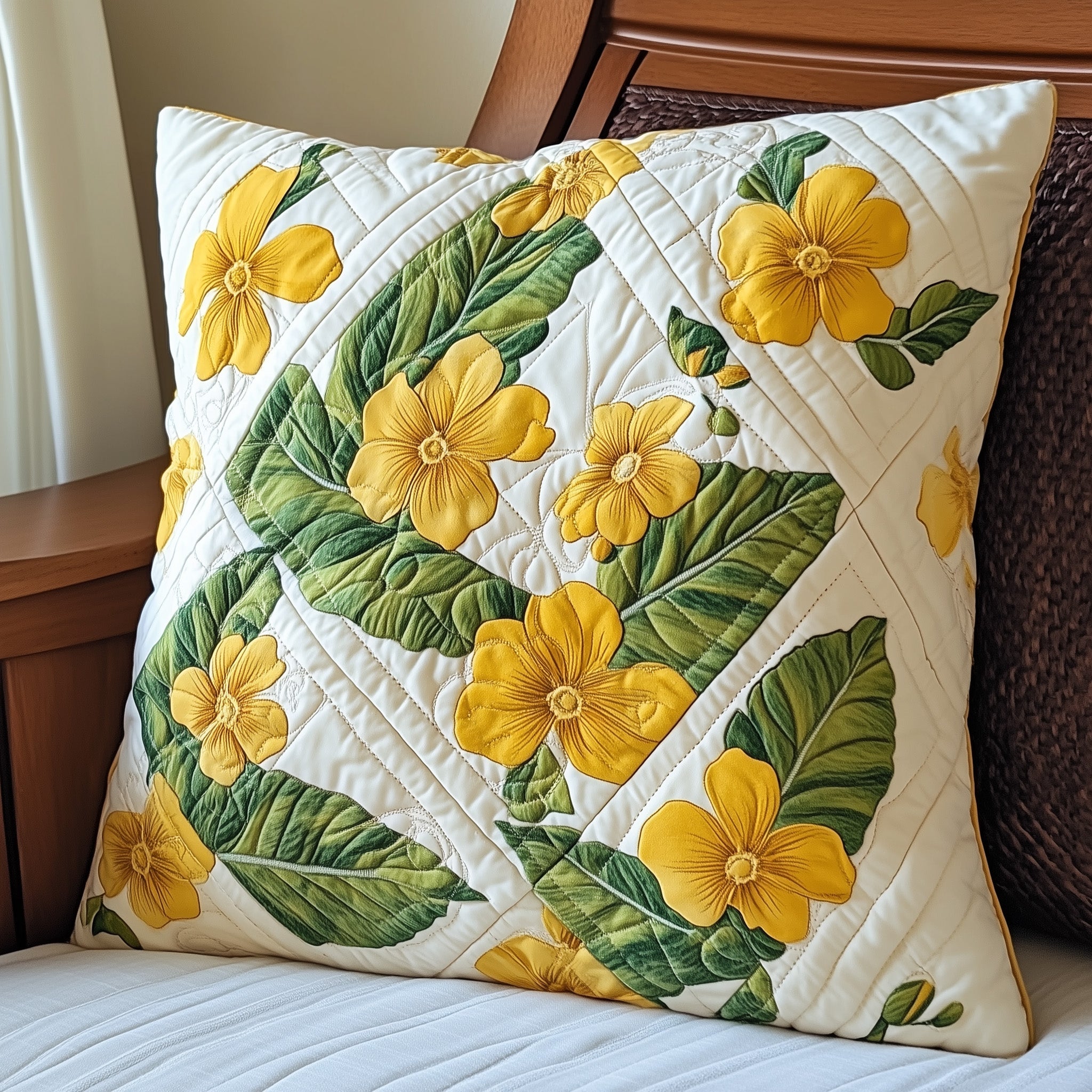 Country Bloom Quilted Pillow Case Throw Pillow Cover ItemGrandmother Xmas Gifts
