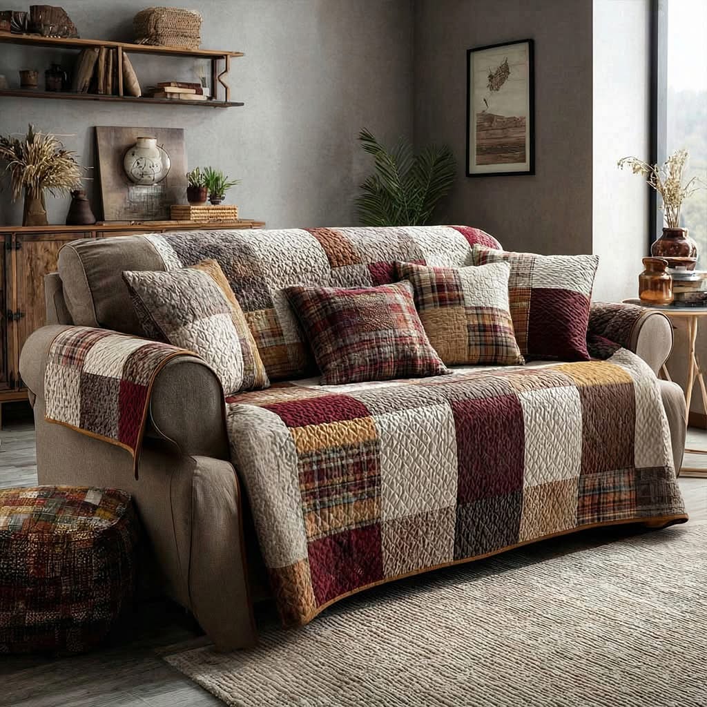 Country Home Quilted Sofa Cover Patchwork Sofa Protector Cover Gifts For Family Members