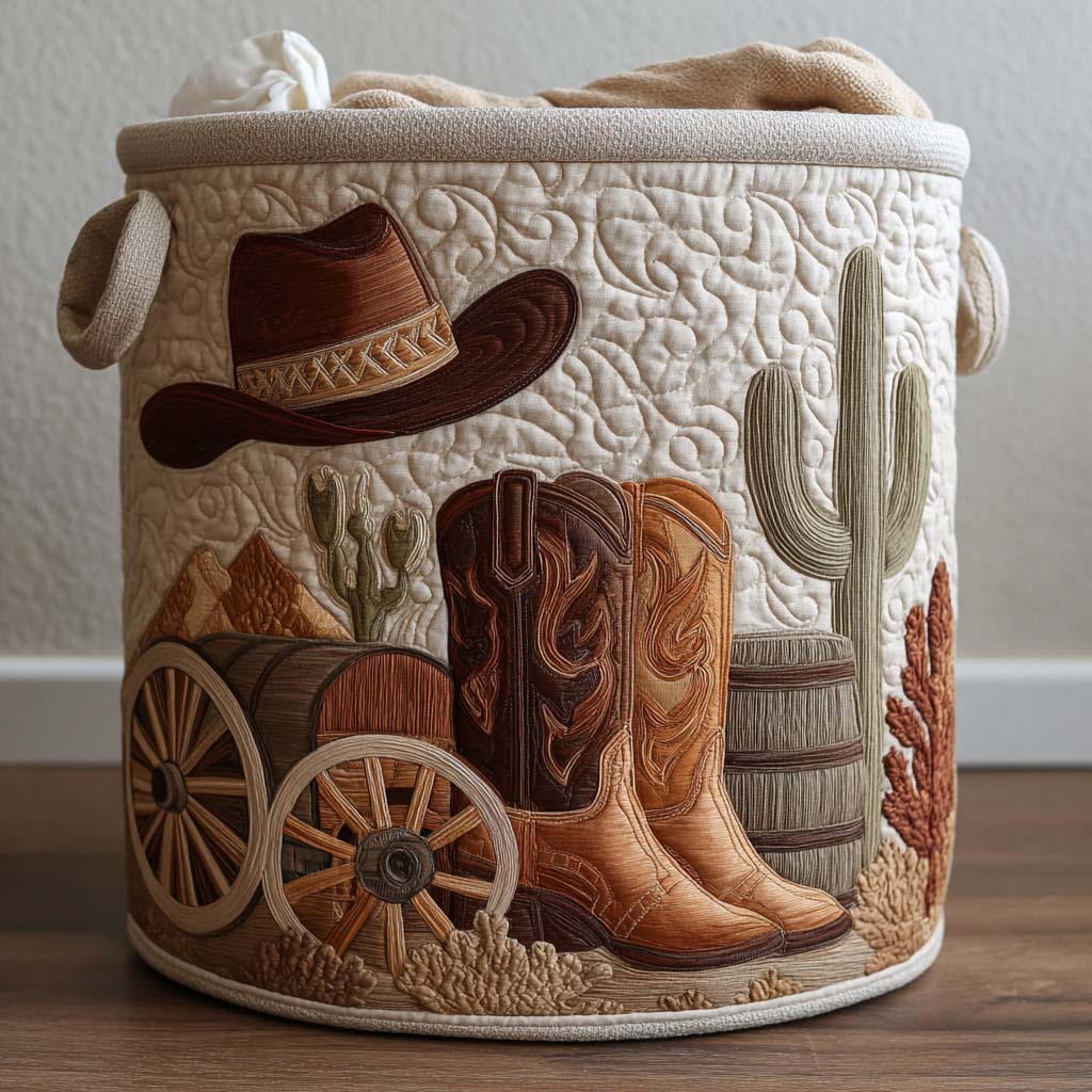 Cowboy Sunset Western Quilted Laundry Clothes Washing Hamper Fabric Gifts For Him