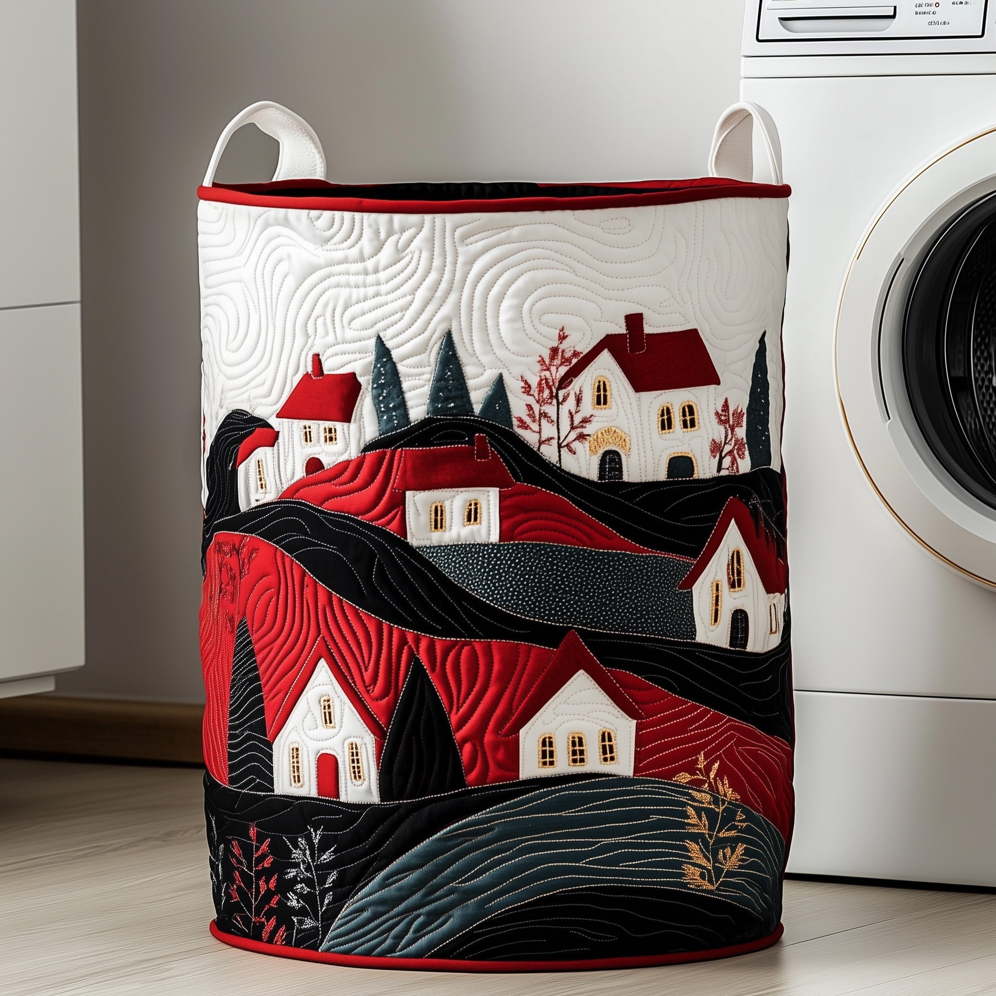 Cozy Village Quilted Laundry Basket Unique Clothes Hamper Best Gifts For Apartment Living