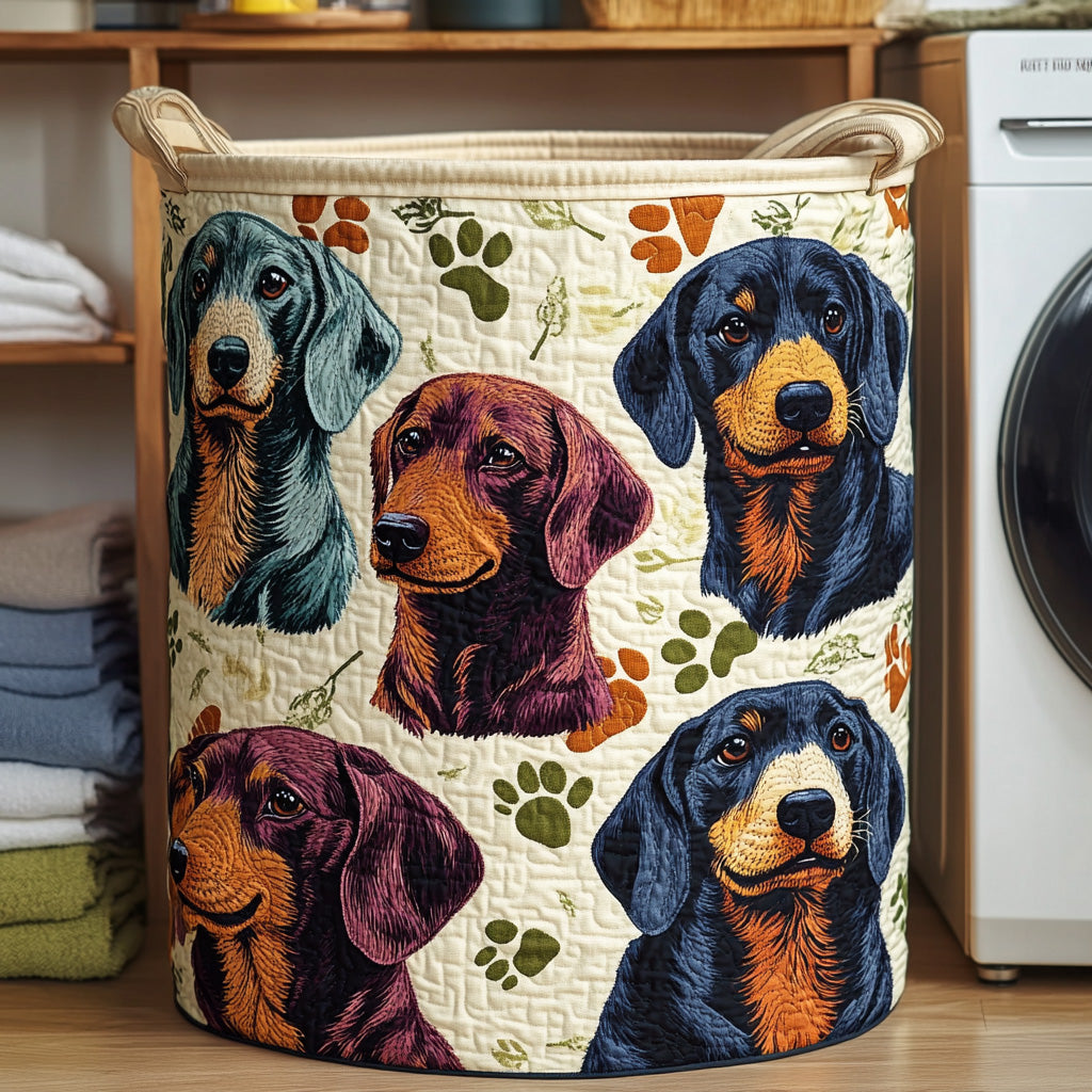 Dachshund Cozy Paw Quilted Laundry Cute Family Clothes Hamper Sausage Dog Themed Gifts
