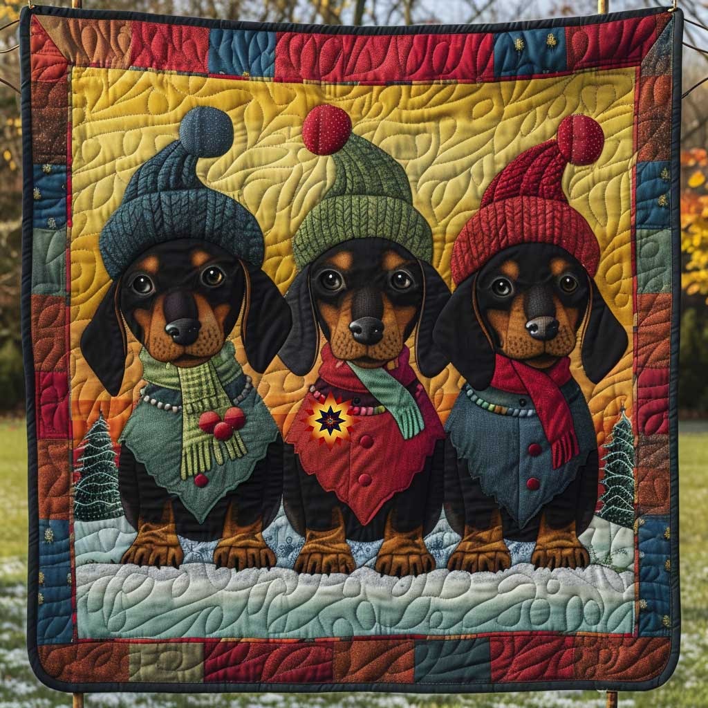 Dachshund Winter Warm Quilt Blanket Cute Dog Throw Blanket Gifts For Dachshund Mom