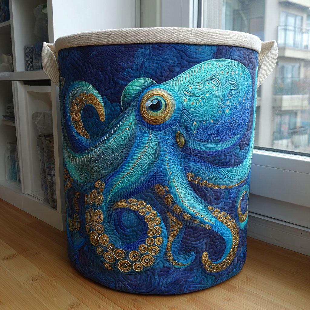 Deepsea Octopus Quilted Laundry Clothes Basket Washing Basket Octopus Gifts For Adults