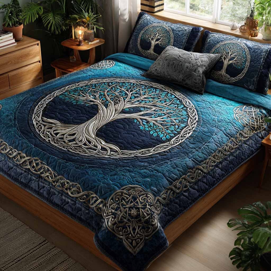 Deepwood Legacy Quilted Bedding Set Tree Of Life Duvet Cover Sets Father's Day Gift For Grandpa