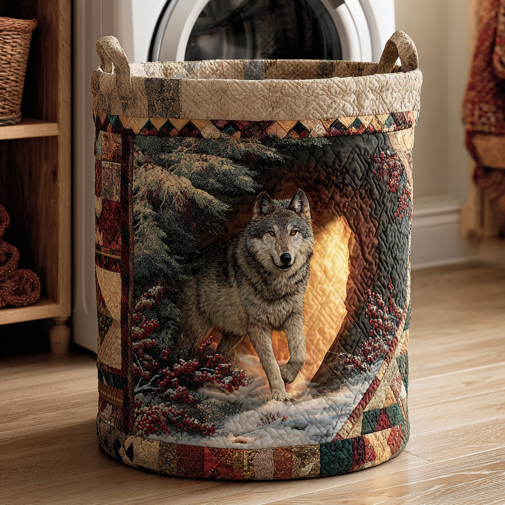 Den Wolf Shelter Quilted Laundry Clothes Basket Washing Basket Gifts For Wolf Lovers