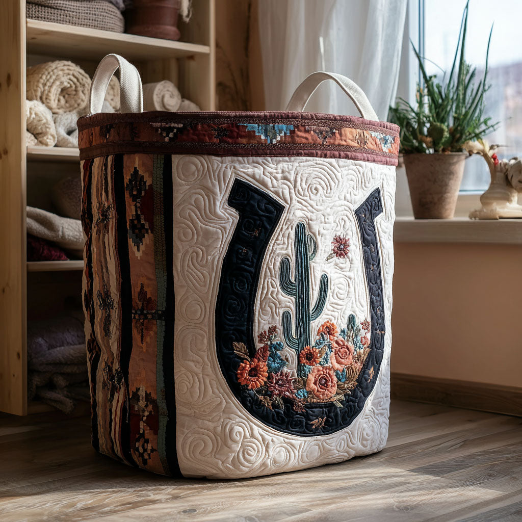 Desert Bloom Legacy Horse Quilted Laundry Clothes  Basket Washing Basket Special Gifts