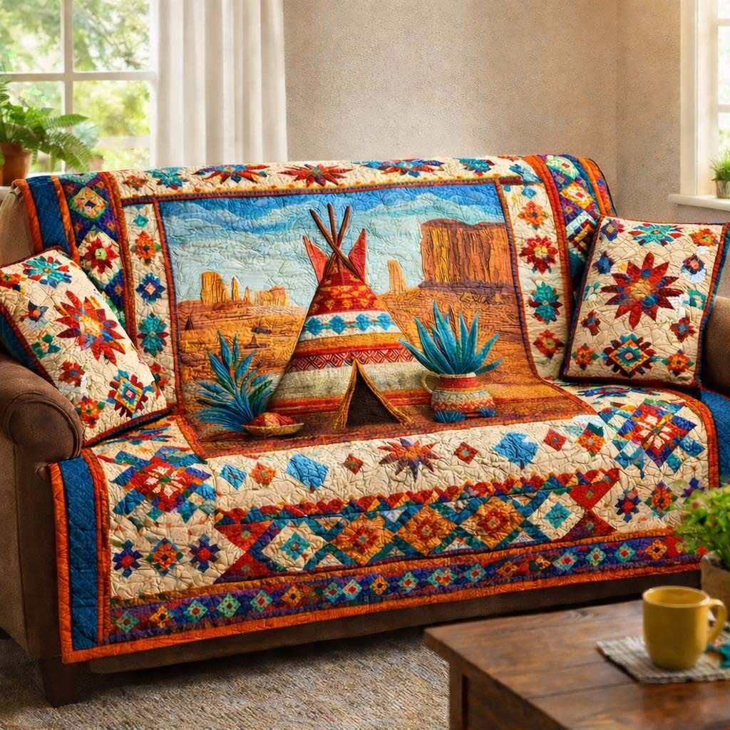 Desert Spirit Lodge Quilted Sofa Cover Best Couch Covers Native American Gifts Ideas