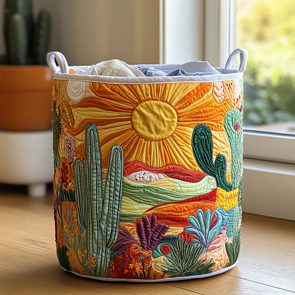 Desert Sunrise Quilted Laundry Basket Modern Laundry Clothes Hamper Good Gifts For Family