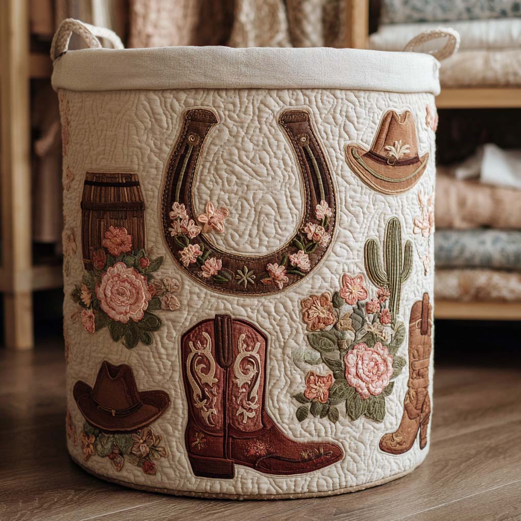 Desert Trails Western Horse Quilted Laundry Basket Modern Laundry Clothes Hamper Gifts