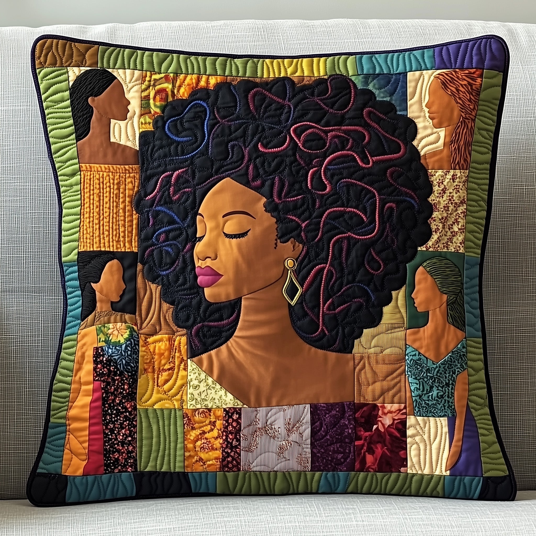 Divine Melanin Quilted Pillow Case Pillow Protector CoverGreat Melanin Gifts For Black Women