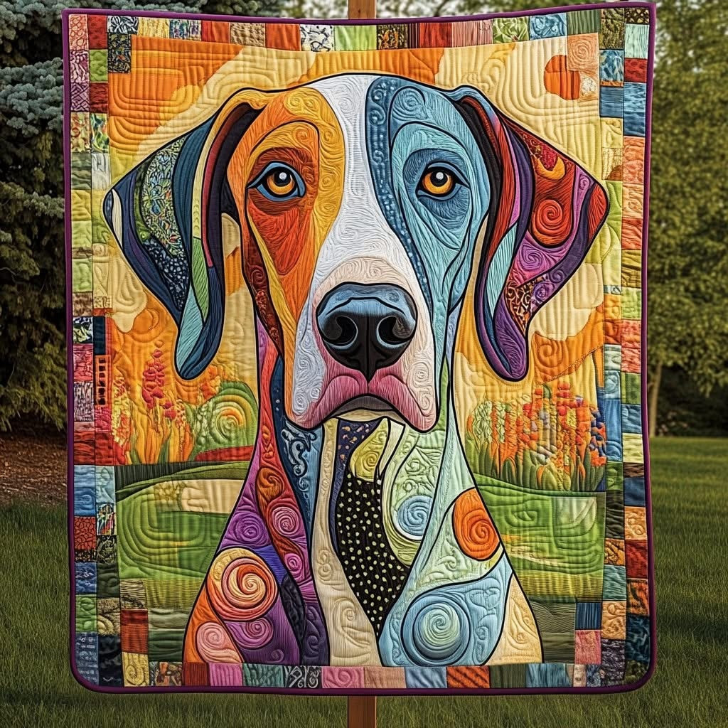 Dog Abstract Quilted Blanket Colorful Patchwork Pet Throw Blanket Present For Dog Lovers