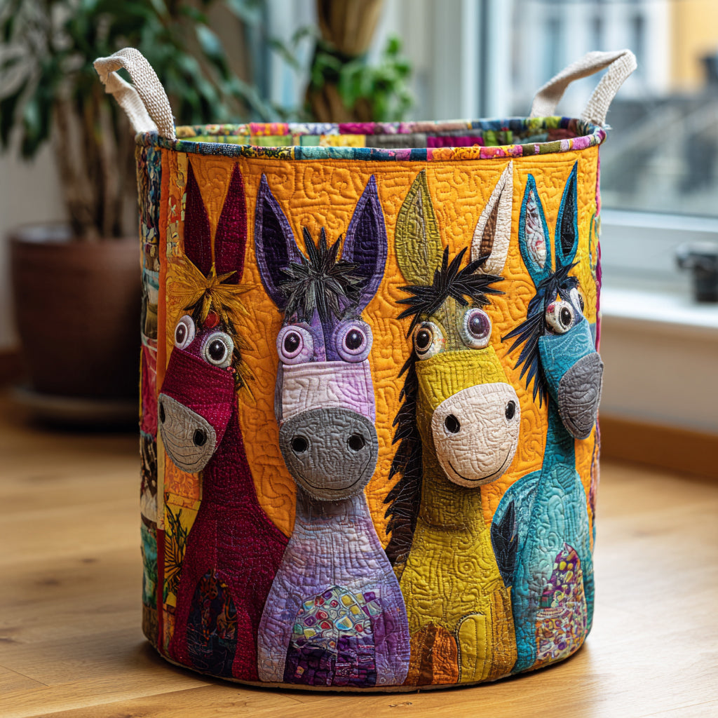 Donkey Barnyard Buddy Colorful Laundry Basket Cute Fabric Clothes Hamper For Family