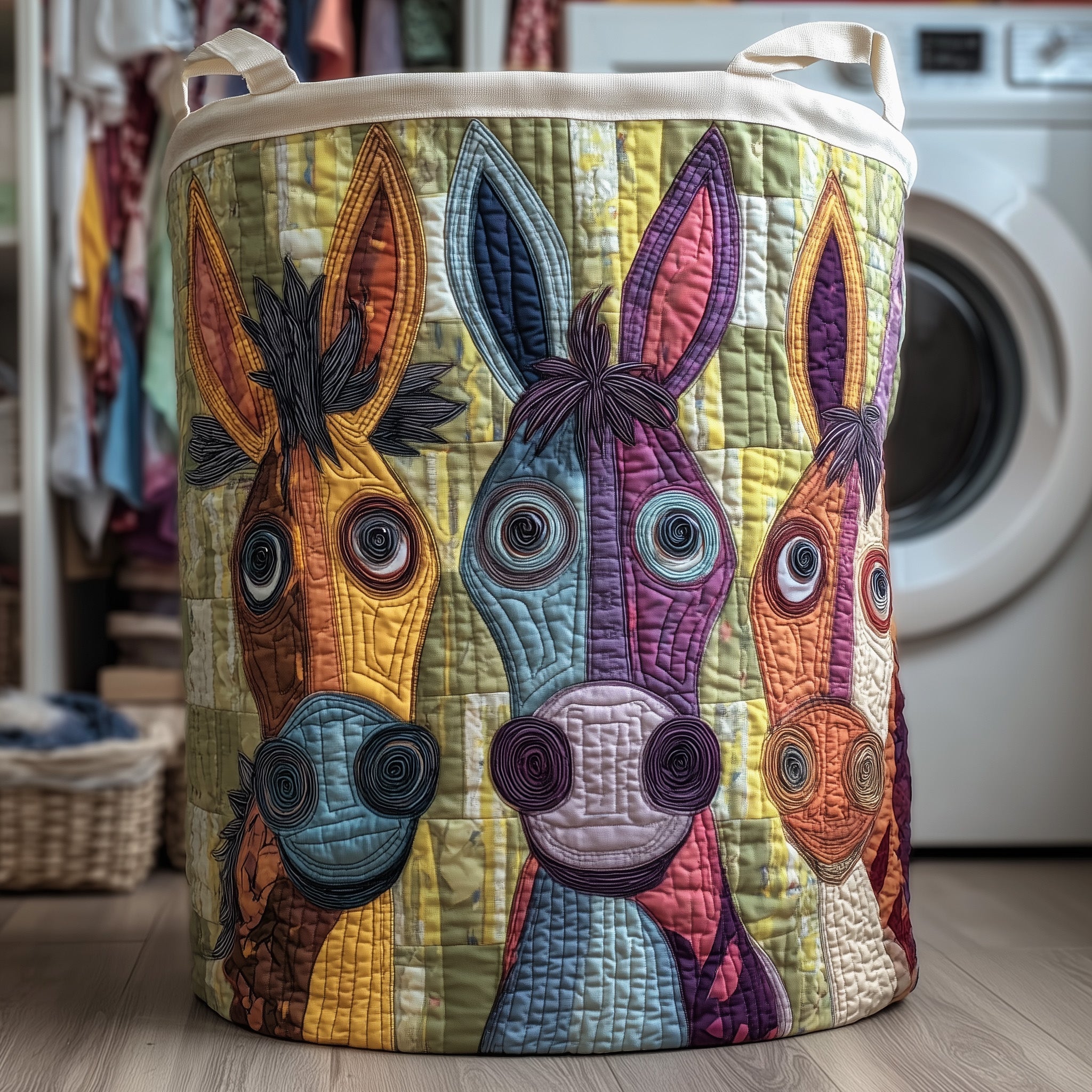Donkey Whimsy Quilted Laundry Basket Unique Laundry Hamper Donkey Gift Items