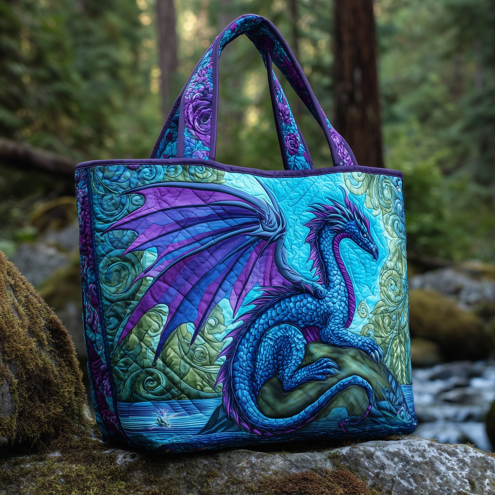 Dragon Celestial Ember Quilted Tote Bag Best Totes For Women Dragon Lovers Gifts Ideas
