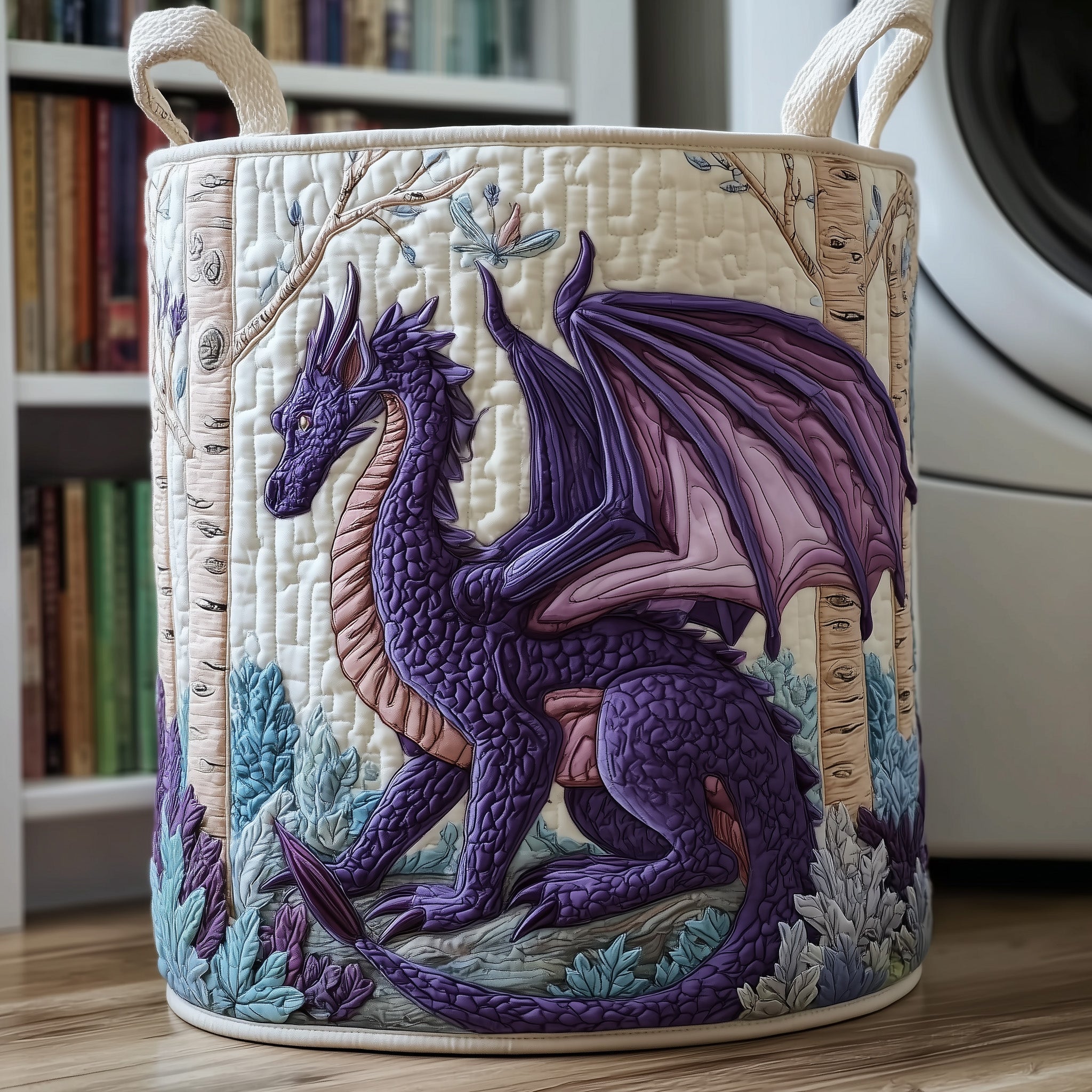 Dragon Purple Quilted Laundry Basket Mystical Fantasy Laundry Hamper Dragon Gifts For Son