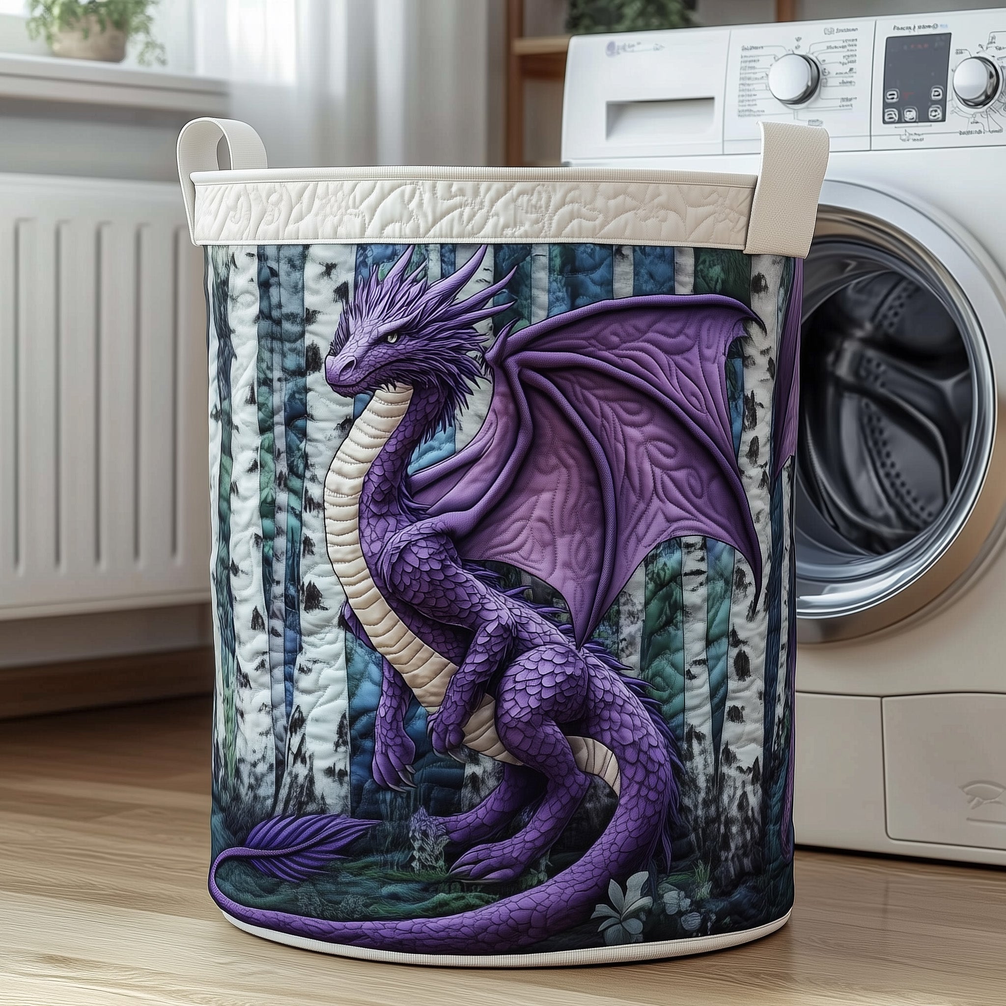 Dragon Quilted Laundry Basket Mythical Clothes Hamper Great Dragon Lover Gift Ideas