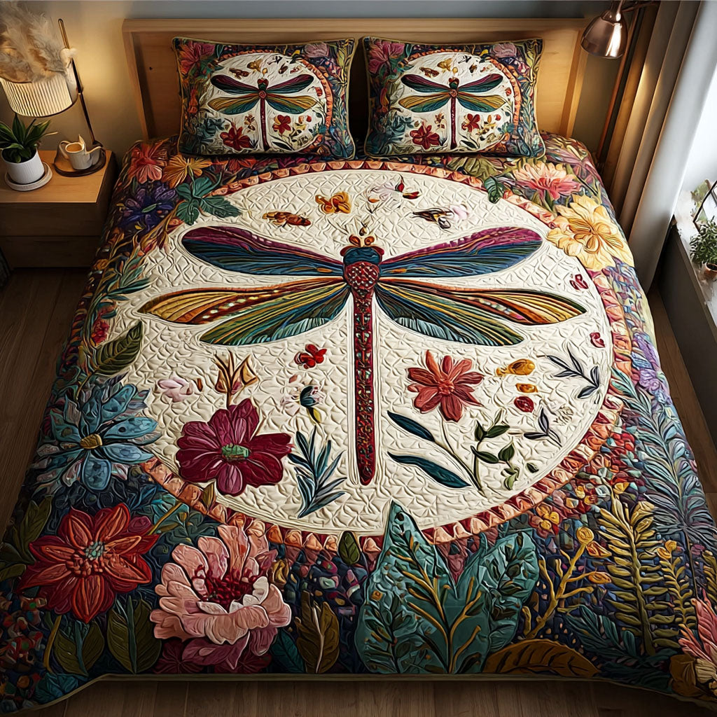 Dragonfly Beauty Quilted Bedding Set Cozy Bedroom Decor Best Dragonfly Gifts For Mom