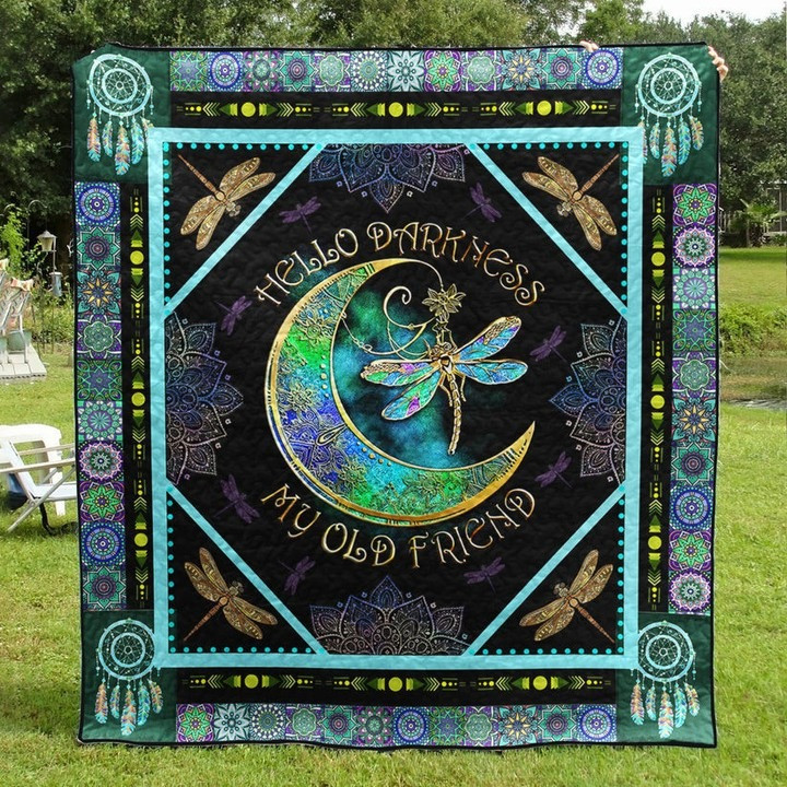 Dragonfly Hello Darkness My Old Friend Quilt Blanket Hippie Throw Blanket Dragonfly Themed Gift