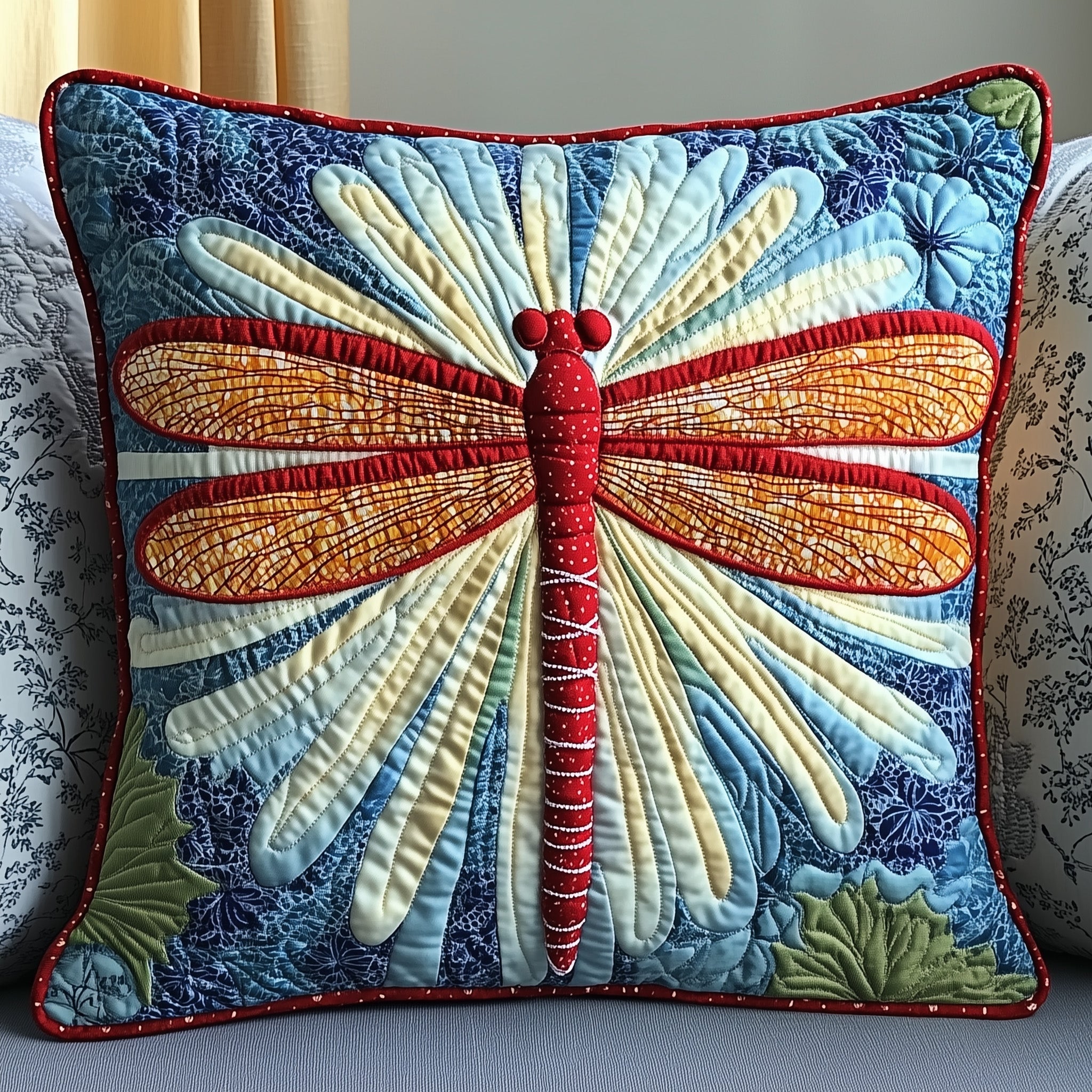 Dragonfly Quilted Pillow Case Throw Pillow Cover ItemChristmas Dragonfly Gifts For Her