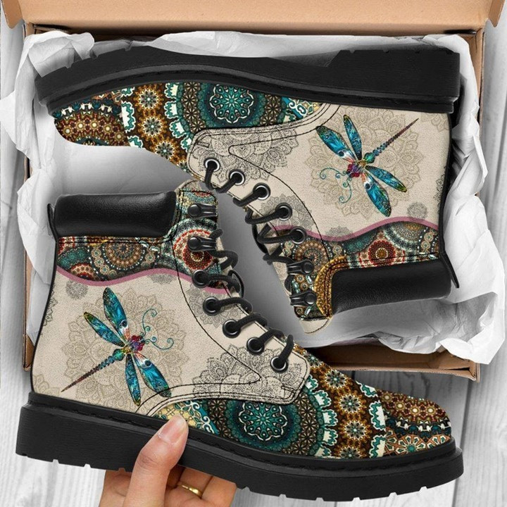 Dragonfly Vintage Mandala Boots Bohemian Women's Boots Gift Hippie For Dragonfly Lovers