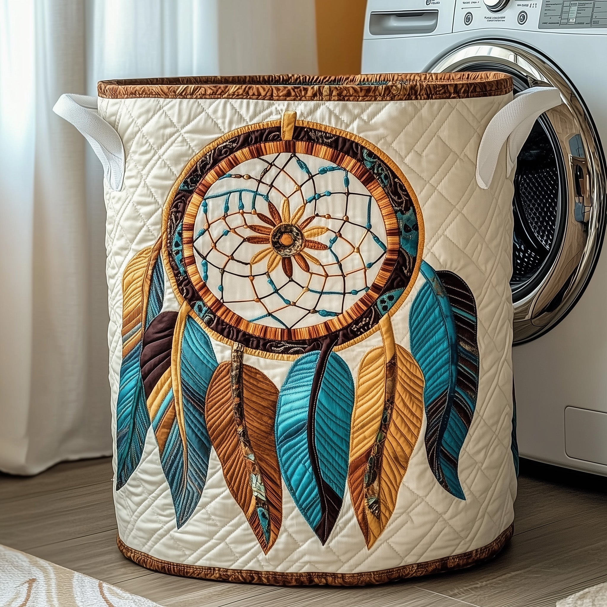 Dreamcatcher Quilted Laundry Basket Native American Pride Clothes Hamper Gifts For Friends