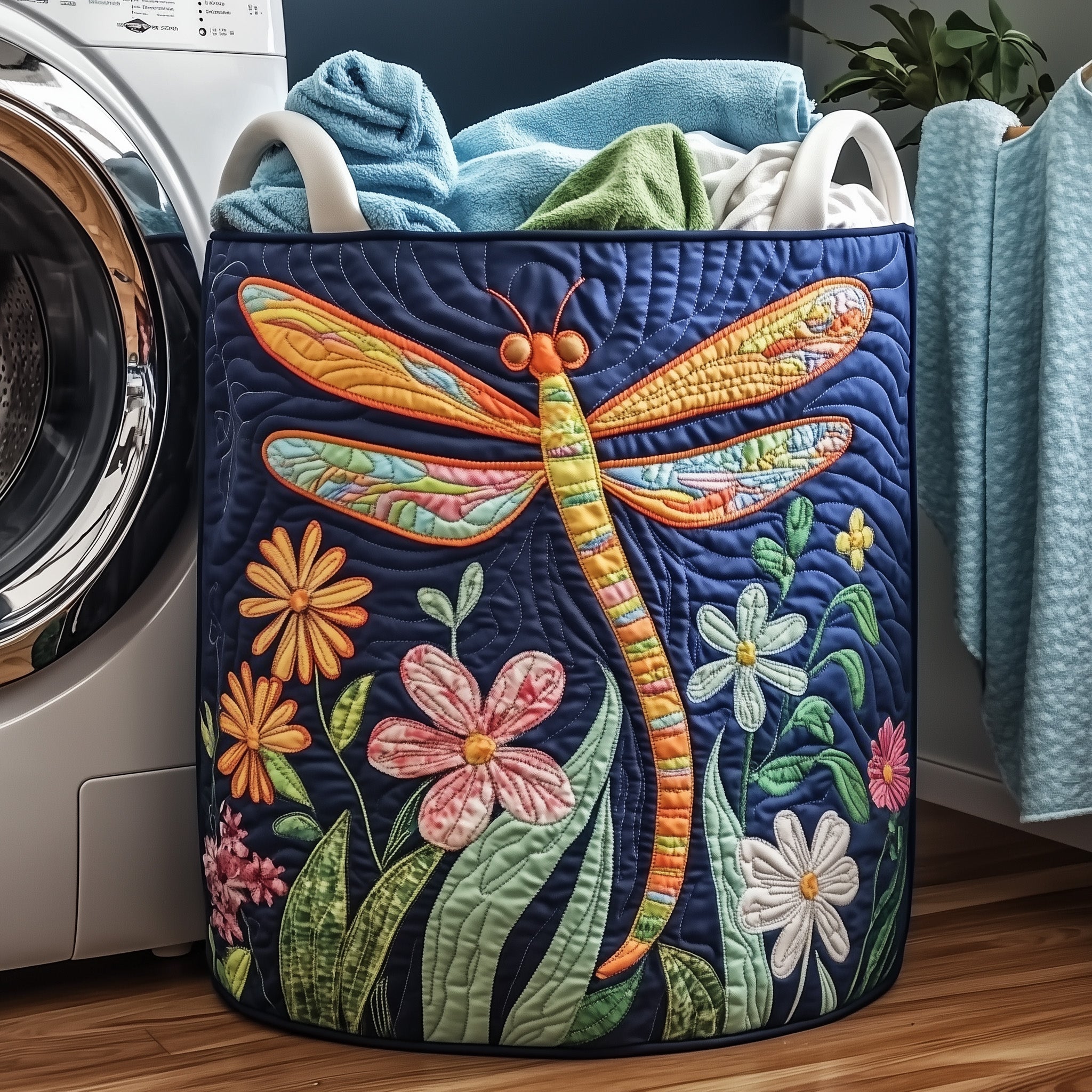 Dreamy Dragonfly Quilted Laundry Basket Floral Hamper Basket Unique Dragonfly Gifts