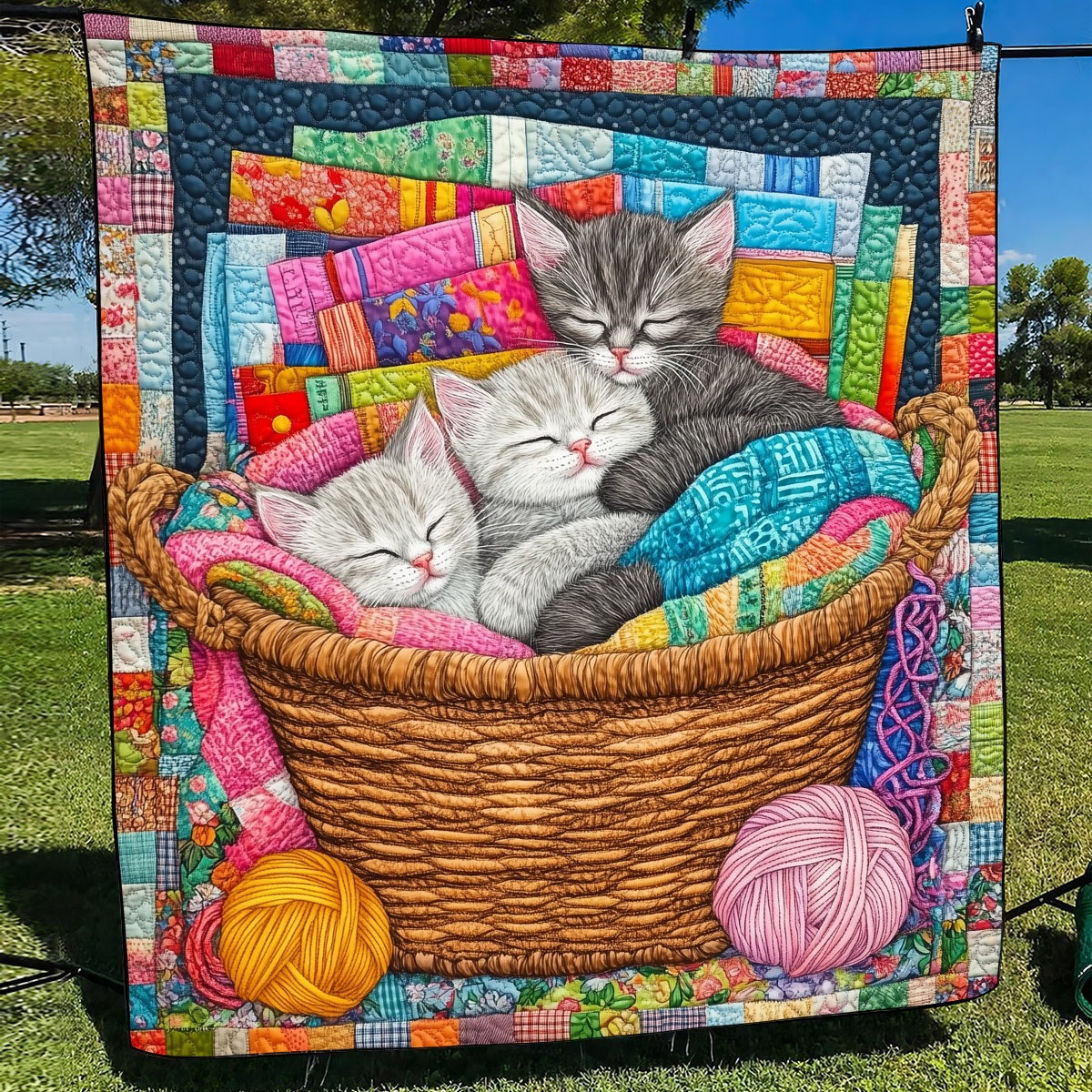 Dreamy Kitten Quilted Blanket Knitter's Dream Throw Blanket Gifts For Cat Lovers