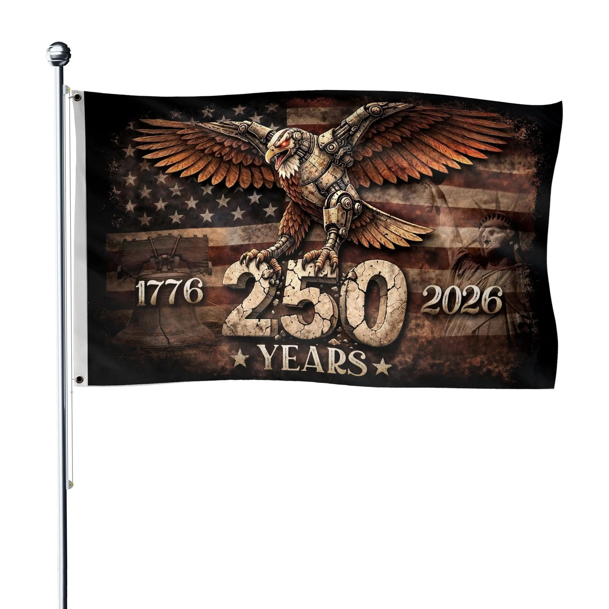 Eagle America 250 Years Anniversary Flag 1776 2026 USA Flag 4th Of July Outdoor Decor