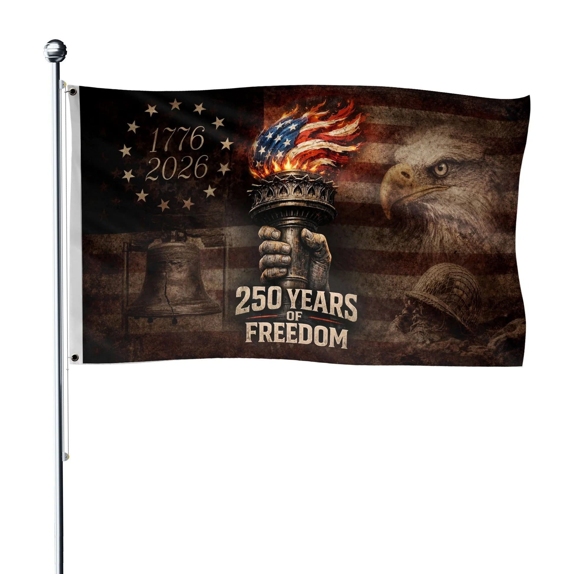 Eagle America 250 Years Of Freedom Flag 1776 2026 Patriotic USA Flag 4th Of July Outdoor Decor