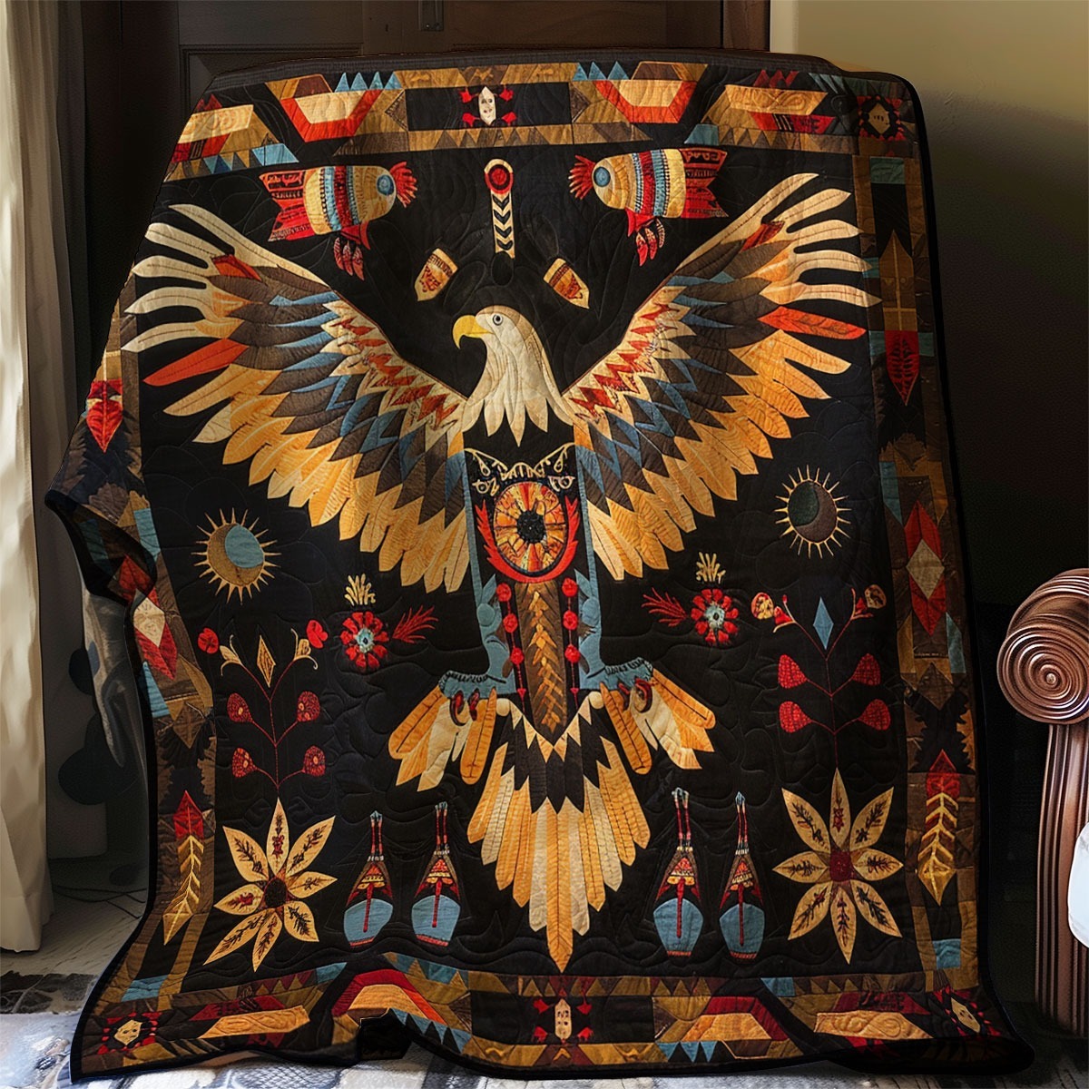 Eagle Native American Quilted Blanket Southwestern Tribal Throw Blanket Native American Gifts