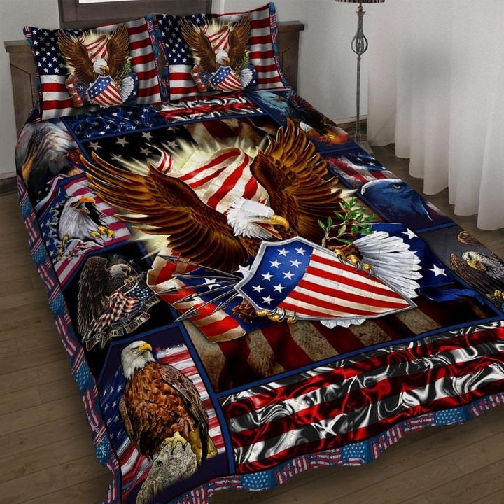 Eagle Patriotic Quilt Bedding Set Independence Day Duvet Cover Set Gifts For Eagle Lovers