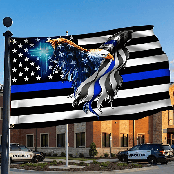 Eagle The Thin Blue Line American Flag Patriotic Outdoor Indoor Decor Independence Day Gifts