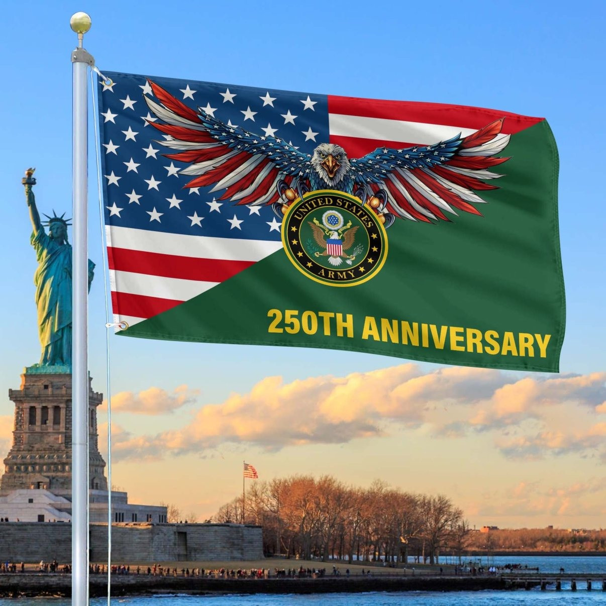 Eagle U.S Army 250th Anniversary Flag Awesome Decoration Present For Veterans Family
