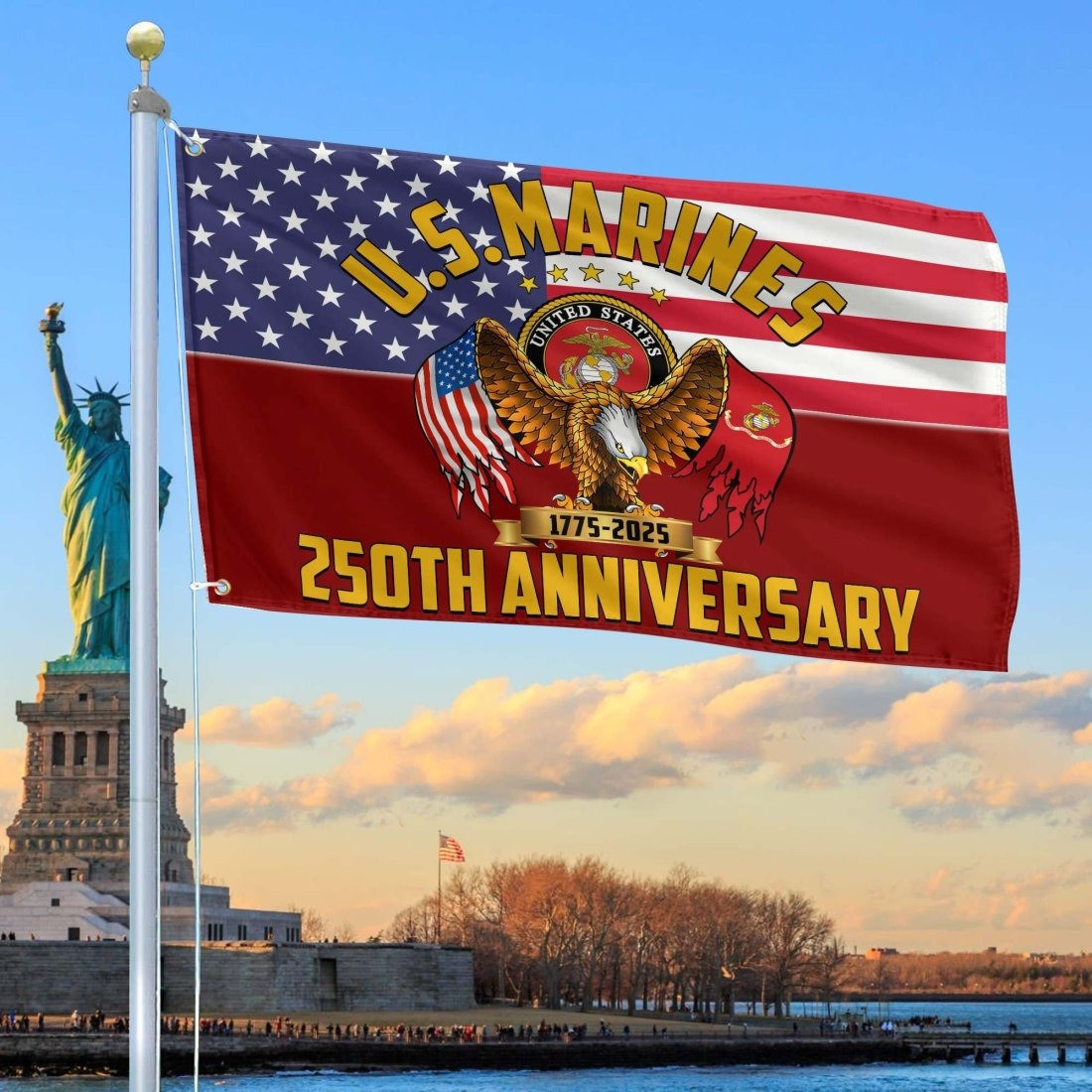 Eagle US Marine Corps 250th Anniversary Flag 2025 Patriotic Outdoor Decor Gifts For Veteran