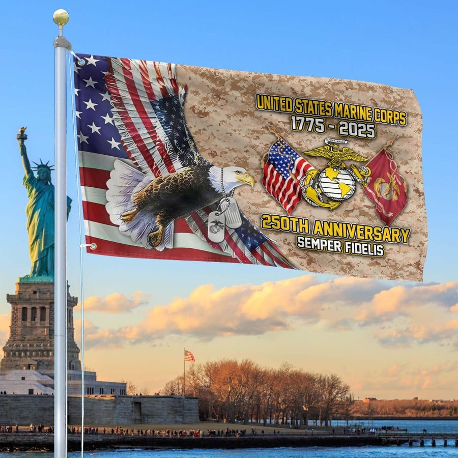 Eagle US Marine Corps 250th Anniversary Flag Semper Fidelis American Flag Gifts For Patriots