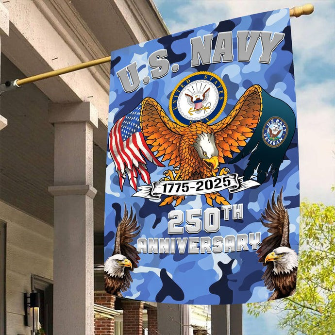 Eagle US Navy 250th Anniversary Camo Flag 1775 2025 USN Merchandise Gifts Navy Veterans