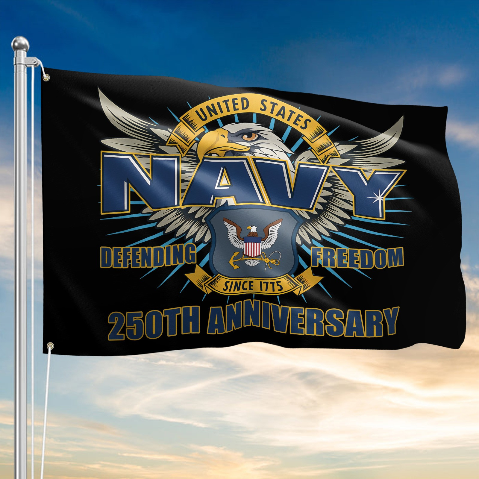 Eagle U.S. Navy 250Th Anniversary Flag 1775 2025 USN Merch Unique Navy Veteran Home Decor
