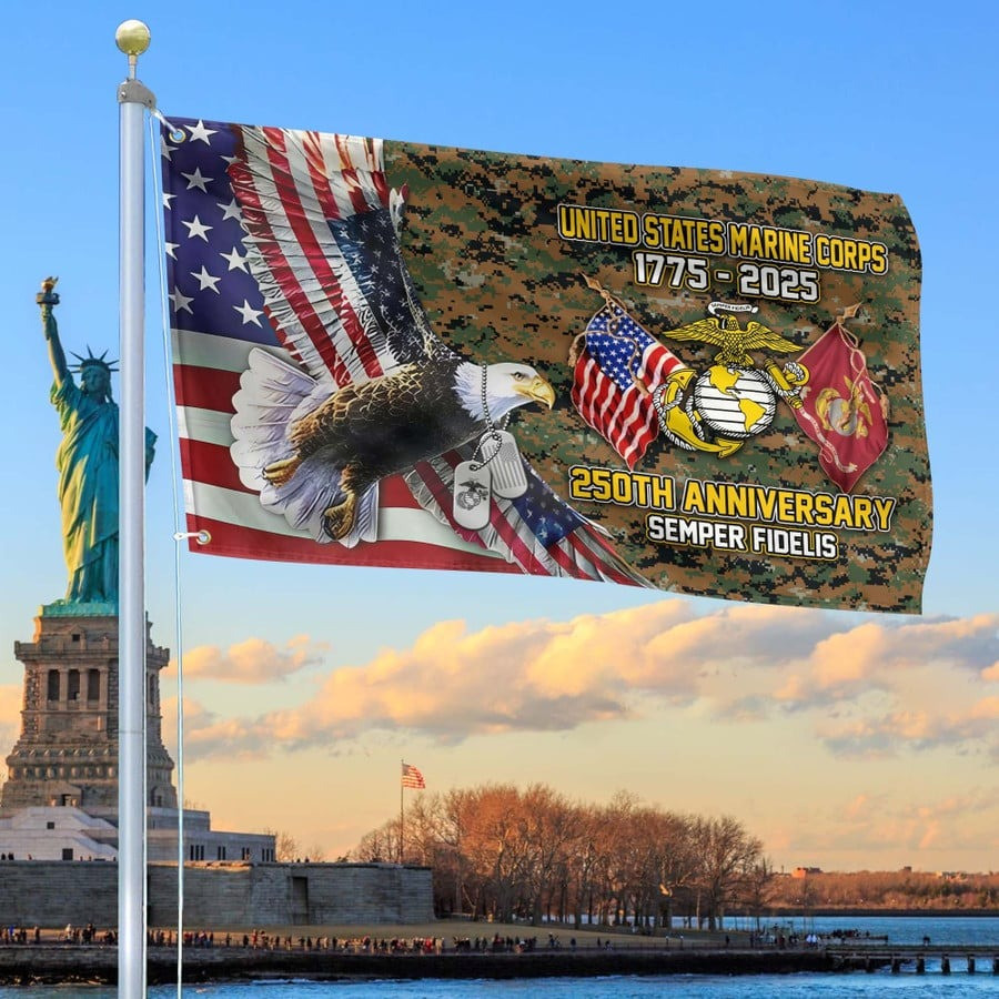 Eagle US Navy 250th Anniversary Flag Semper Fortis American Flag USN Merch Patriotic Gifts