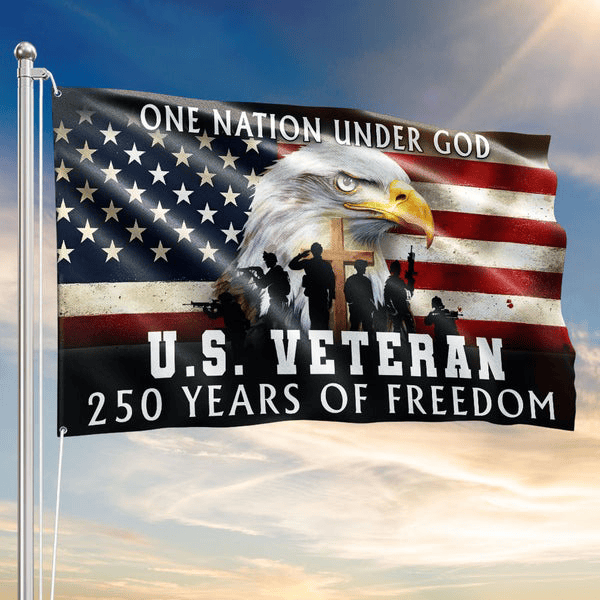 Eagle US Veteran 250 Years Of Freedom Flag One Nation Under God American Flag Patriotic Gifts