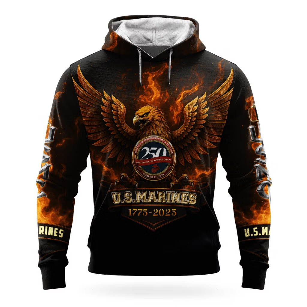 Eagle USMC 250Th Anniversary Camo Hoodie 1775 2025 Merch Marine Corps Veteran Clothing